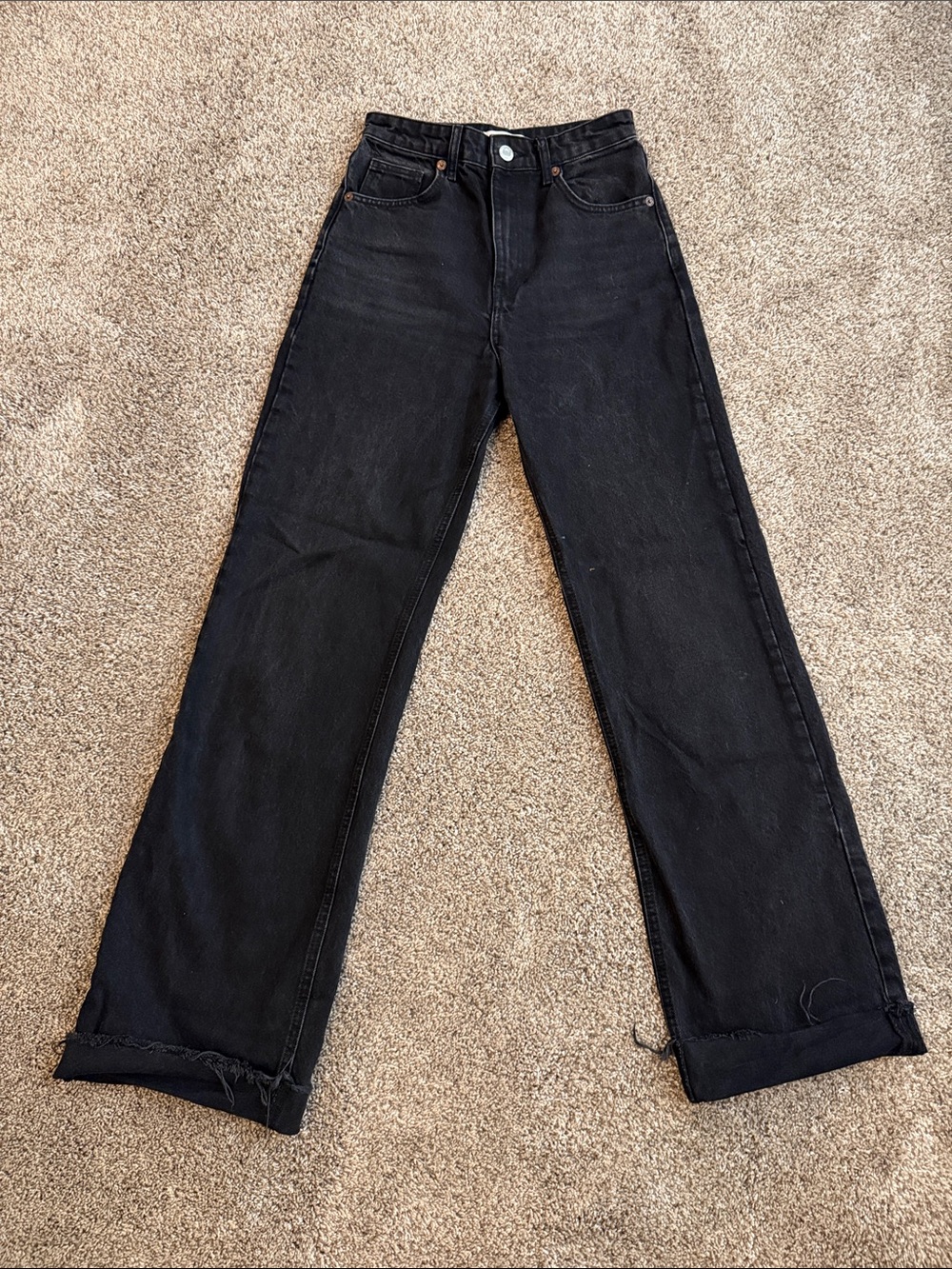Zara Women's Black High-Waisted Wide-Leg Jeans